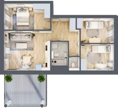 4 pokoje, mieszkanie 64,34 m², piętro 5, oferta nr B79, Kapelanka – Pychowicka - Budynek AB, Kraków, Dębniki, Zakrzówek, ul. Pychowicka 3 / 3A
