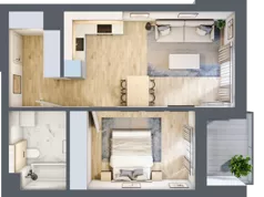2 pokoje, mieszkanie 45,06 m², piętro 2, oferta nr B62, Kapelanka – Pychowicka - Budynek AB, Kraków, Dębniki, Zakrzówek, ul. Pychowicka 3 / 3A