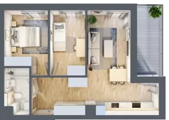 3 pokoje, mieszkanie 53,84 m², piętro 2, oferta nr B15, Kapelanka – Pychowicka - Budynek AB, Kraków, Dębniki, Zakrzówek, ul. Pychowicka 3 / 3A