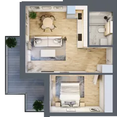 2 pokoje, mieszkanie 43,58 m², piętro 4, oferta nr B78, Kapelanka – Pychowicka - Budynek AB, Kraków, Dębniki, Zakrzówek, ul. Pychowicka 3 / 3A