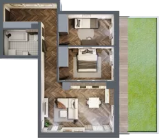 3 pokoje, mieszkanie 63,84 m², parter, oferta nr 2, Badurskiego 7, Kraków, Podgórze Duchackie, Piaski Wielkie, ul. Badurskiego 7