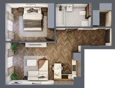2 pokoje, mieszkanie 42,21 m², parter, oferta nr 3, Badurskiego 7, Kraków, Podgórze Duchackie, Piaski Wielkie, ul. Badurskiego 7