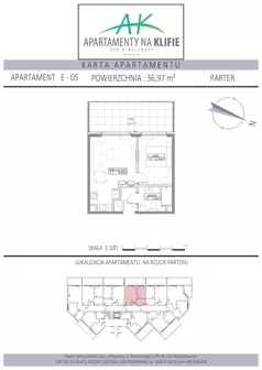 2 pokoje, apartament inwestycyjny 36,97 m², parter, oferta nr E-05, Apartamenty na Klifie, Władysławowo, Chłapowo, ul. Żeromskiego 27