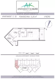 3 pokoje, apartament inwestycyjny 51,45 m², piętro 2, oferta nr E-20, Apartamenty na Klifie, Władysławowo, Chłapowo, ul. Żeromskiego 27