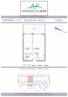 2 pokoje, apartament inwestycyjny 49,93 m², piętro 3, oferta nr E-30, Apartamenty na Klifie, Władysławowo, Chłapowo, ul. Żeromskiego 27