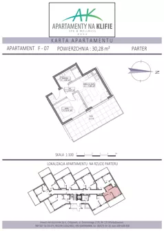 2 pokoje, apartament inwestycyjny 30,28 m², parter, oferta nr F-07, Apartamenty na Klifie, Władysławowo, Chłapowo, ul. Żeromskiego 27