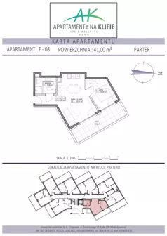 2 pokoje, apartament inwestycyjny 41,00 m², parter, oferta nr F-08, Apartamenty na Klifie, Władysławowo, Chłapowo, ul. Żeromskiego 27
