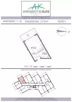 1 pokój, apartament inwestycyjny 27,70 m², piętro 2, oferta nr F-19, Apartamenty na Klifie, Władysławowo, Chłapowo, ul. Żeromskiego 27