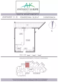 2 pokoje, apartament inwestycyjny 56,39 m², piętro 2, oferta nr D-35, Apartamenty na Klifie, Władysławowo, Chłapowo, ul. Żeromskiego 27
