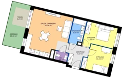 3 pokoje, mieszkanie 62,43 m², parter, oferta nr 45, 28 Czerwca 1956 r., Poznań, Wilda, Dębiec, ul. 28 Czerwca 1956 r. 346