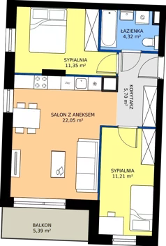 3 pokoje, mieszkanie 54,73 m², piętro 4, oferta nr 175, Jurowiecka 22, Białystok, Sienkiewicza, ul. Jurowiecka 22