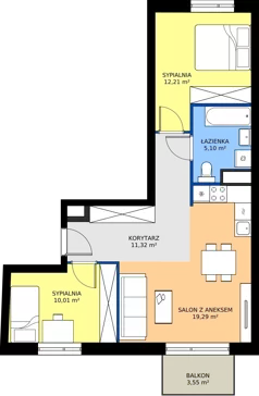 3 pokoje, mieszkanie 58,01 m², piętro 3, oferta nr 241, Jurowiecka 22, Białystok, Sienkiewicza, ul. Jurowiecka 22