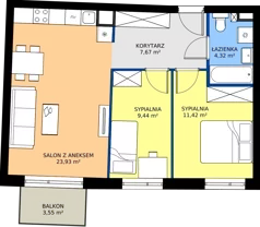 3 pokoje, mieszkanie 56,60 m², piętro 2, oferta nr 152, Jurowiecka 22, Białystok, Sienkiewicza, ul. Jurowiecka 22