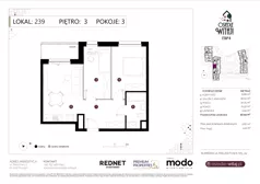 3 pokoje, mieszkanie 52,44 m², piętro 3, oferta nr M239, Osiedle Witaj etap II, Poznań, Naramowice, Naramowice, ul. Bielicowa