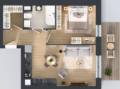 2 pokoje, mieszkanie 45,60 m², piętro 1, oferta nr E280, Osiedle Witaj etap III, Poznań, Naramowice, ul. Bielicowa