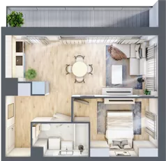 2 pokoje, apartament 40,49 m², piętro 1, oferta nr F77, Let's Sea Baltic Park II etap, Gąski, ul. Nadbrzeżna 52C