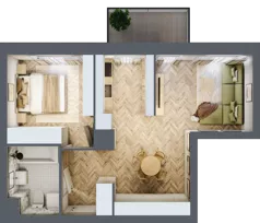 2 pokoje, mieszkanie 46,73 m², piętro 1, oferta nr E281, Osiedle Witaj etap III, Poznań, Naramowice, ul. Bielicowa