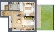 2 pokoje, mieszkanie 45,60 m², parter, oferta nr E271, Osiedle Witaj etap III, Poznań, Naramowice, ul. Bielicowa