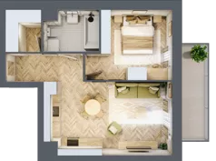2 pokoje, mieszkanie 45,60 m², piętro 1, oferta nr E280, Osiedle Witaj etap III, Poznań, Naramowice, ul. Bielicowa