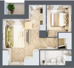 2 pokoje, mieszkanie 41,09 m², piętro 1, oferta nr K321, Osiedle Witaj etap III, Poznań, Naramowice, ul. Bielicowa