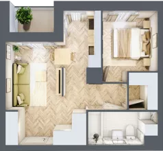 2 pokoje, mieszkanie 41,09 m², parter, oferta nr K313, Osiedle Witaj etap III, Poznań, Naramowice, ul. Bielicowa