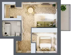 2 pokoje, mieszkanie 42,82 m², piętro 1, oferta nr K322, Osiedle Witaj etap III, Poznań, Naramowice, ul. Bielicowa