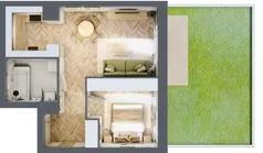 2 pokoje, mieszkanie 42,82 m², parter, oferta nr K314, Osiedle Witaj etap III, Poznań, Naramowice, ul. Bielicowa