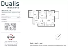 3 pokoje, mieszkanie 55,06 m², piętro 1, oferta nr A12, Dualis, Gdańsk, Orunia Górna-Gdańsk Południe, ul. Zygmunta Chychły