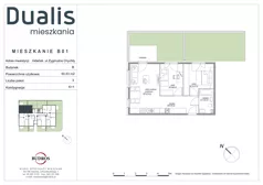 3 pokoje, mieszkanie 50,53 m², parter, oferta nr B01, Dualis - budynek B, Gdańsk, Orunia Górna-Gdańsk Południe, ul. Zygmunta Chychły