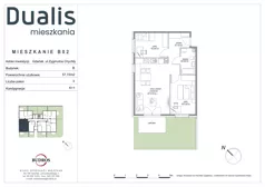 3 pokoje, mieszkanie 57,72 m², parter, oferta nr B02, Dualis - budynek B, Gdańsk, Orunia Górna-Gdańsk Południe, ul. Zygmunta Chychły