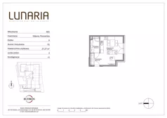 1 pokój, mieszkanie 27,27 m², parter, oferta nr A01, Lunaria, Gdynia, Działki Leśne, ul. Poznańska 1