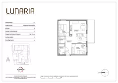 3 pokoje, mieszkanie 56,73 m², piętro 3, oferta nr C22, Lunaria, Gdynia, Działki Leśne, ul. Poznańska 1