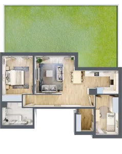 3 pokoje, mieszkanie 68,94 m², parter, oferta nr 16/D1/1, Jeziorowa Prestige House, Warszawa, Wawer, Zerzeń, ul. Jeziorowa