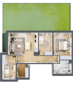 4 pokoje, mieszkanie 71,70 m², parter, oferta nr 9/C1/1, Jeziorowa Prestige House, Warszawa, Wawer, Zerzeń, ul. Jeziorowa