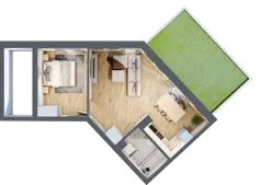 2 pokoje, mieszkanie 43,28 m², parter, oferta nr D2/0/1, Osiedle Tilia, Wrocław, Lipa Piotrowska, Psie Pole, ul. Melisowa