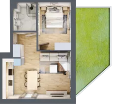 2 pokoje, mieszkanie 42,10 m², parter, oferta nr D2/0/2, Osiedle Tilia, Wrocław, Lipa Piotrowska, Psie Pole, ul. Melisowa