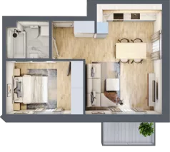 2 pokoje, mieszkanie 42,19 m², piętro 1, oferta nr D2/1/8, Osiedle Tilia, Wrocław, Lipa Piotrowska, Psie Pole, ul. Melisowa