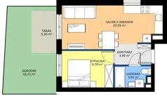 2 pokoje, mieszkanie 38,01 m², parter, oferta nr B.0.01, Osiedle Parkowe Aleje etap III, Wrocław, Brochów, Krzyki, ul. Syryjska