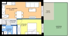 2 pokoje, mieszkanie 33,85 m², piętro 3, oferta nr E.3.16, Osiedle Parkowe Aleje etap III, Wrocław, Brochów, Krzyki, ul. Syryjska