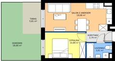 2 pokoje, mieszkanie 33,85 m², piętro 3, oferta nr E.3.16, Osiedle Parkowe Aleje etap III, Wrocław, Brochów, Krzyki, ul. Syryjska