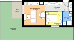 2 pokoje, mieszkanie 33,85 m², piętro 3, oferta nr E.3.16, Osiedle Parkowe Aleje etap III, Wrocław, Brochów, Krzyki, ul. Syryjska