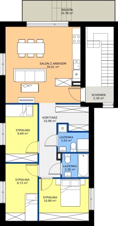 4 pokoje, mieszkanie 86,24 m², piętro 1, oferta nr G.04, Osiedle Parkowe Aleje etap III, Wrocław, Brochów, Krzyki, ul. Syryjska