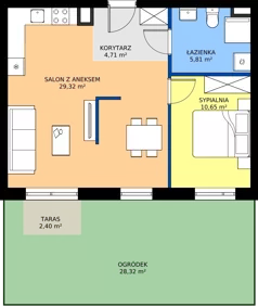 2 pokoje, mieszkanie 50,49 m², parter, oferta nr A2/0/2, Osiedle Lissa, Wrocław, Leśnica, ul. Eluarda 61-73