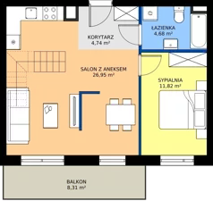 2 pokoje, mieszkanie 71,79 m², piętro 2, oferta nr A2/2/8, Osiedle Lissa, Wrocław, Leśnica, ul. Eluarda 61-73