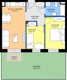 3 pokoje, mieszkanie 49,90 m², piętro 1, oferta nr D1/1/5, Osiedle Lissa, Wrocław, Leśnica, ul. Eluarda 61-73