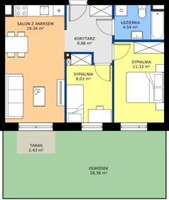 3 pokoje, mieszkanie 49,90 m², piętro 1, oferta nr D1/1/5, Osiedle Lissa, Wrocław, Leśnica, ul. Eluarda 61-73