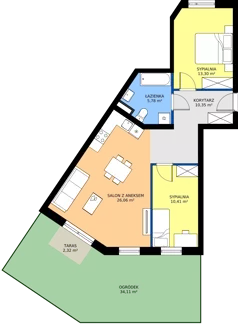 3 pokoje, mieszkanie 65,90 m², piętro 1, oferta nr B3/1/4, Osiedle Lissa, Wrocław, Leśnica, ul. Eluarda 61-73
