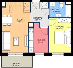 2 pokoje, mieszkanie 60,47 m², piętro 2, oferta nr B1/2/8, Osiedle Lissa, Wrocław, Leśnica, ul. Eluarda 61-73