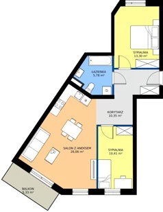 3 pokoje, mieszkanie 65,90 m², piętro 1, oferta nr B3/1/4, Osiedle Lissa, Wrocław, Leśnica, ul. Eluarda 61-73