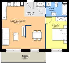 2 pokoje, mieszkanie 52,39 m², piętro 1, oferta nr E1/1/5, Osiedle Lissa, Wrocław, Leśnica, ul. Eluarda 61-73